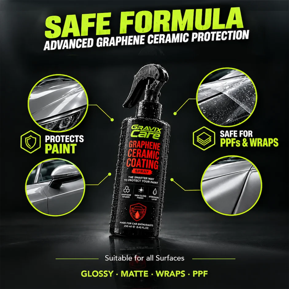 Gravix Care ceramic coating safe for paint, matte finishes, wraps and PPF